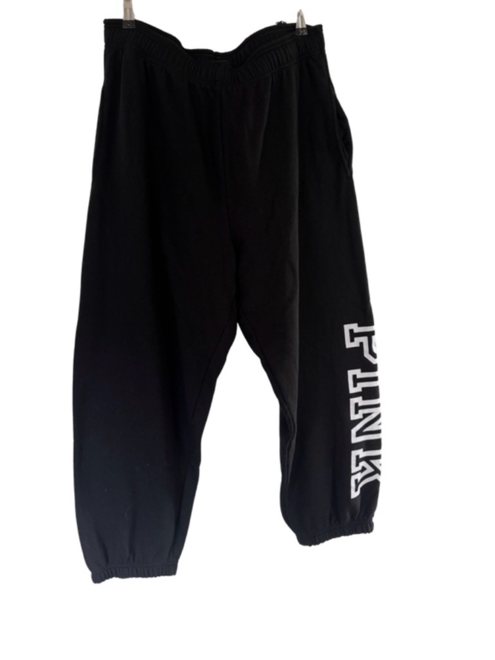 PINK Victoria's Secret Black Jogger Sweatpants with White SIDE Logo